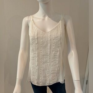 WHBM Women's Lace Front Tank White Size S